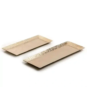 Lot de 4 assiettes en aluminium au design martelé, plateau de service à chocolat alimentaire en métal nickelé pour un repas élégant pour le restaurant Diwali - Product Image 5