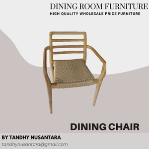 Chaise de salle à manger en rotin avec dossier et accoudoirs en bois pour hôtel mariage salle à manger et restaurant Design moderne simple - Product Image 5