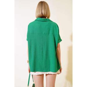 Blusa informal formal de manga crepé para mujer en Top largo de punto de encaje con botón de decoración logotipo personalizable para Primavera/Verano - Product Image 3