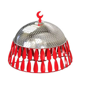 Cazuela redonda aislada de metal blanco con tapa y detalle de nácar perfecta para bodas y servir ollas calientes - Product Image 4