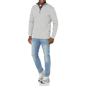 New Design 2026 <b>Men's</b> <b>Half</b> Zipper <b>Sweatshirts</b> Stand Collar Solid Pattern <b>Zip</b> up Knitted Full Sleeve <b>Sweatshirt</b> OEM Low MOQ - Product Image 2
