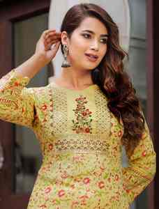 Kurtis indien pour femmes, ensemble de 2 pièces, imprimé, manches trois quarts, longue kurti tendance - Product Image 2