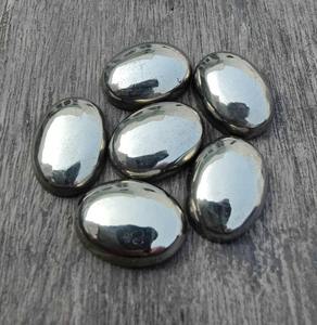 Genuine3A + Cabochon ovale en pyrite naturelle de qualité supérieure Calibré à dos plat Pierres précieuses de toutes tailles disponibles au taux de vrac - Product Image 3