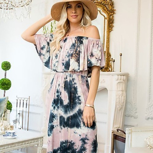 เดรสยาวเปิดไหล่สไตล์โบฮีเมียนสำหรับผู้หญิงเดรสยาวทรงหลวมแขนกุดเซ็กซี่สำหรับผู้หญิงฟรีไซส์ฤดูร้อน - Product Image 1