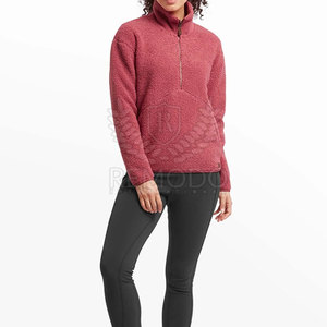 Vente directe usine – Sweat-shirt tricoté en polaire Sherpa pour femme, col montant confortable, logo frontal, respirant et écologique - Product Image 2