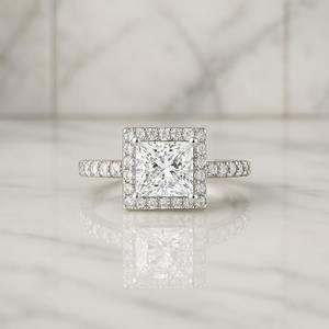 แหวนเพชรสุดพิเศษ10K สีเงินทองปลูกในห้องปฏิบัติการ1กะรัต VVS2ตัดเจ้าหญิง E Color IGI ได้รับการรับรองจริยธรรมเครื่องประดับที่ยั่งยืน - Product Image 5