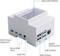 Ahududu Pi 4B/3 için kılıf, ahududu Pi 4 için Fan ile DIN ray kılıfı muhafaza