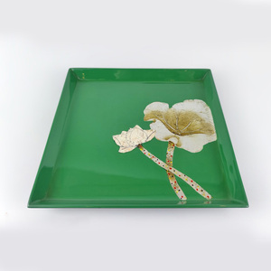 Plateau à thé laqué accessoire de vaisselle plateaux de service laqués de qualité supérieure pour collations boissons - Product Image 5