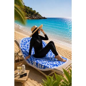 ผ้าเช็ดตัวชายหาดลายหยดน้ำสีฟ้า - Product Image 2