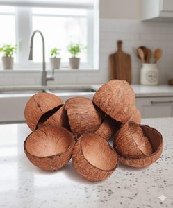 Mitades de Cáscara de Coco Natural Hechas a Mano para Manualidades y Decoración, Cuencos de Cáscara Seca Natural, Venta al por Mayor de Cuencos Naturales, Vajilla Sostenible - Product Image 5
