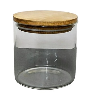 Bocal en verre borosilicaté de haute qualité avec couvercle en bois 450ml 600ml 750ml 1000ml 1200ml pour la cuisine et le stockage - Product Image 1