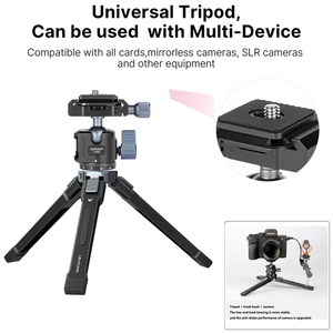 Mini <span class=keywords><strong>trépied</strong></span> en aluminium <span class=keywords><strong>avec</strong></span> tête sphérique 360 Arca Plate Cold Shoe Metal Tripod pour <span class=keywords><strong>Iphone</strong></span> Samsung Phone DSLR Camera LED Light Mic - Product Image 3