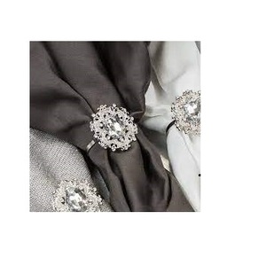 <b>Silver</b> Metal Rhinestone <b>Napkin</b> Holder Unique Style Handmade Wedding Tabletop Decorative <b>Napkin</b> Ring for Restaurant - Product Image 1