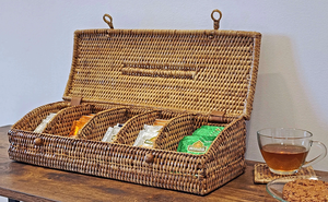 Cesta de Té Circular Simple de 5 Secciones de Ratán Natural Ecológico de Sisu Handicraft, Diseño Flexible con Tapa, Multiusos, Apta para Alimentos - Product Image 4