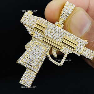 Colgante de Moissanita VVS, Color D, Corte Brillante Redondo, Personalizado, Estilo Hip Hop, Plata de Ley 925, Joyería de Estrella - Product Image 2