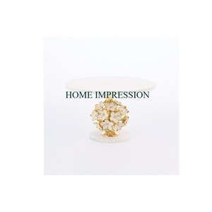 Rustic Wedding <b>Cake</b> Stand <b>Gold</b> Color Metal Frame With Marble <b>Top</b> Round Shape Dessert Display Handmade for Weddings & Other Event - Product Image 3