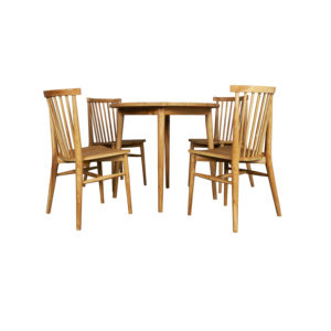 Juego de Comedor con Sillas y Mesa de Madera de Teca Sólida con Acabado Natural para Cafetería, Restaurante y Muebles de Comedor - Product Image 5