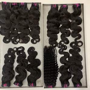 100% paquets de cheveux indiens vierges de qualité russe brute non transformés en vrac extensions humaines Double style de vague dessiné vendeurs en gros - Product Image 3