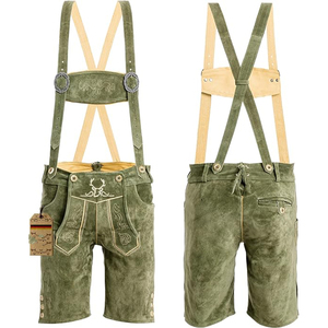 Pantalon court en daim véritable brodé Lederhosen bavarois pour homme Taille moyenne 4 options de couleur Tailles 28-44 Conçu en Allemagne - Product Image 5