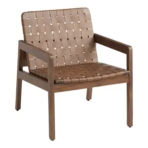 詹妮弗简单休闲椅由实心柚木框架和胡桃木编织合成皮革制成。