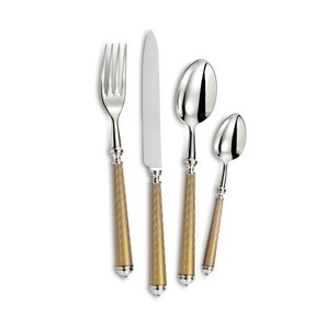 Ensemble de couverts pour mariage d'hôtel, vaisselle en métal poli miroir, vaisselle artisanale, couverts, cuillère pour mariage d'Inde, poignées en laiton - Product Image 1