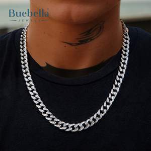 Venta caliente 14K Chapado en oro 925 Plata de ley 10mm Iced Teardrop Miami Cadena cubana para hombres Premium Moissanite Collares - Product Image 1