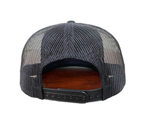 Black Hip Hop Trucker Hat Flat Brim Custom Rubber <b>Patch</b> Logo Mesh <b>Back</b> Snapback Cap Factory-Made Vietnam for Outdoor Fishing - Product Image 2