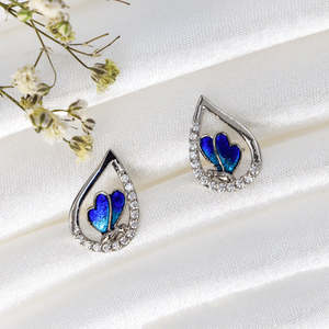 NOVAMART Fine Zarkan Mystical Butterflies 925 <b>Silver</b> <b>Drop</b> <b>Earrings</b> Gold Plated with 18K Rose Diamond and Bezel Setting Screw Sha - Product Image 1