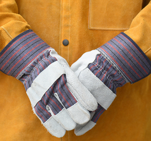Guantes DE SEGURIDAD DE CUERO Partido de vaca de 10,5 pulgadas de fábrica, guantes de mano de trabajo al por mayor, soldadores largos de cuero rojo, guantes de trabajador de vaca - Product Image 6