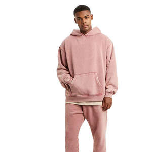 2025 personnalisé 400 GSM coton lourd hommes hiver sweat à capuche ample surdimensionné Vintage lavé pull avec capuche sans ficelle lavage à l'acide ajustement - Product Image 3