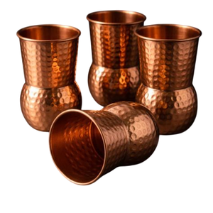 Verre à eau en cuivre pur à motif rayé pour la cuisine, le bar, le whisky, le vin – Verre en cuivre à vendre - Product Image 2