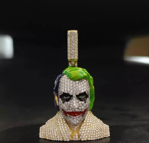 Style européen américain Clown Design surdimensionné VVS Moissanite diamant Hip-hop pendentif nouveaux bijoux et breloques en argent ou or - Product Image 1