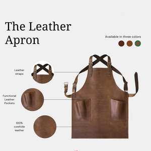 Delantal de Cuero Vacuno Genuino para Uso Rudo, Delantal de Cuero con Logotipo Personalizado Minimalista para Artesanos Modernos - Product Image 5
