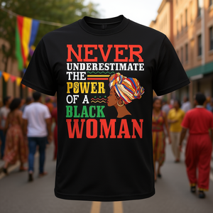 Non sottovalutare mai la potenza di una donna nera - T-shirt dal design ispiratore - Product Image 3