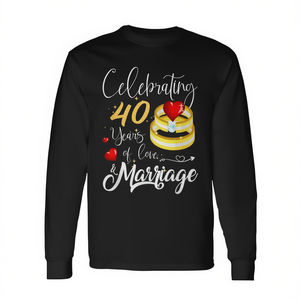 Camiseta Polo de Manga Larga Personalizable para el 40.º Aniversario de Bodas, 40 Años de Amor y Matrimonio - Product Image 2