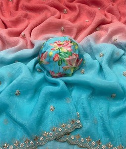 Venta al por mayor de ropa de fiesta, colección de saris de gasa bordados, Ropa Étnica ligera elegante con bordado intrincado - Product Image 3