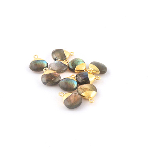 Labradorite Flashy naturelle en forme de coeur DIY connecteur à breloques à caution unique connecteur de bijoux en laiton plaqué or pour l'approvisionnement - Product Image 5