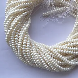 6mm Natural White Color Freshwater Pearl Stone Button Beads Strand Wholesale Pearls String Supplier Bulk Sale Price Hot Product