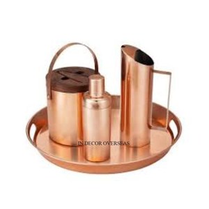 Ensemble de Barware à texture martelée en aluminium de haute qualité coulé en cuivre fini antique et intérieur poli argenté - Product Image 5