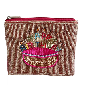 Mini bolso con cremallera y bordado con cuentas de lujo Diseño único de 'feliz cumpleaños' Estilo de moda Belleza hecha a mano India Costura - Product Image 1