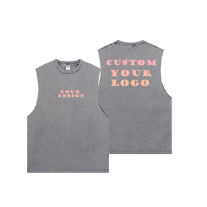 Vente en gros de t-shirt en coton rétro vintage personnalisé débardeur streetwear respirant tricoté pour hommes t-shirt sans manches délavé à l'acide - Product Image 5