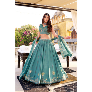 Wholesale Exporter Supply Wedding Wear Indian Clothing Chocolate Crush with Sequence and Thread Embroidery Work Lehenga Choli - Product Image 1