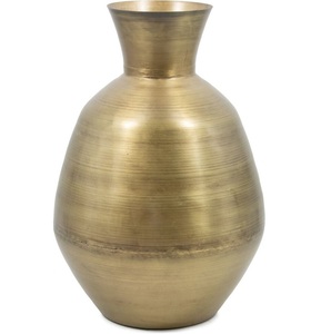 Brass Plated Antique Finish Iron Material High Quality Home Decor Table <b>Top</b> Flower Vases Best Selling - Product Image 1