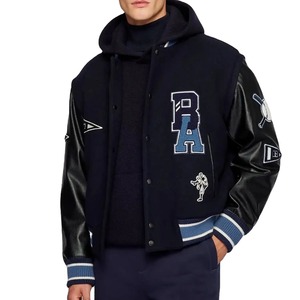 Chaqueta de béisbol de satén de poliéster 100% bordada personalizada, bombardero universitario de lona, diseño de Letterman universitario, satén de béisbol - Product Image 1