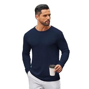 Camiseta de Manga Larga Holgada para Hombre con Logotipo Personalizado, Camiseta Deportiva Informal con Cuello Redondo para Trabajo, Gimnasio, Club, Entrenamiento - Product Image 1