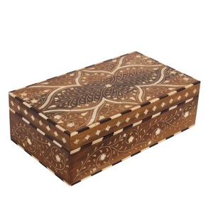 Handcrafted Black and White <b>Wooden</b> <b>Storage</b> Box Elegant Home Decor with Intricate Floral Inlay Design - Product Image 2