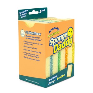 ฟองน้ำทำความสะอาดครัวและจานชาม Scrub Daddy - ฟองน้ำอเนกประสงค์ ไม่ทำให้เกิดรอยขีดข่วน - ปลอดสาร BPA และผลิตจากโฟมโพลิเมอร์ (แพ็ค 4 ชิ้น) - Product Image 1
