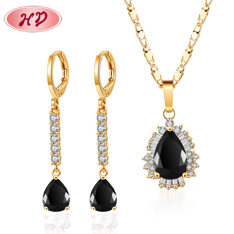 Quality Aaa Cz Stone 18k Gold Plated Luxury Cubic Zirconia Long Drop Earrings And Pendant Necklace Party Wedding Sets Jewelry 