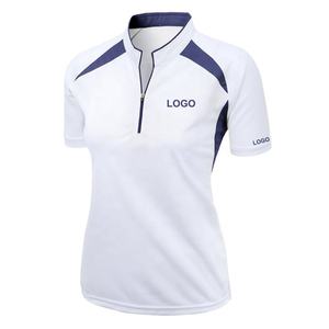 Último estilo Quater Zip Casual para Polo Golf Camisas para mujeres Custom Ladies Sport T-shirts en White Navy Red Knitted Weave - Product Image 2