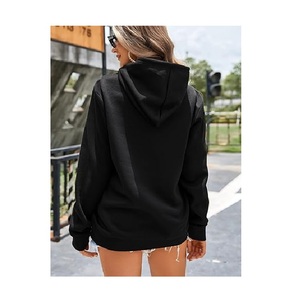 Nueva llegada de las mujeres 100% algodón de manga larga cuello redondo hombro pendiente impreso cómodo pulóver Sudadera CON CAPUCHA DE Bangladesh - Product Image 2